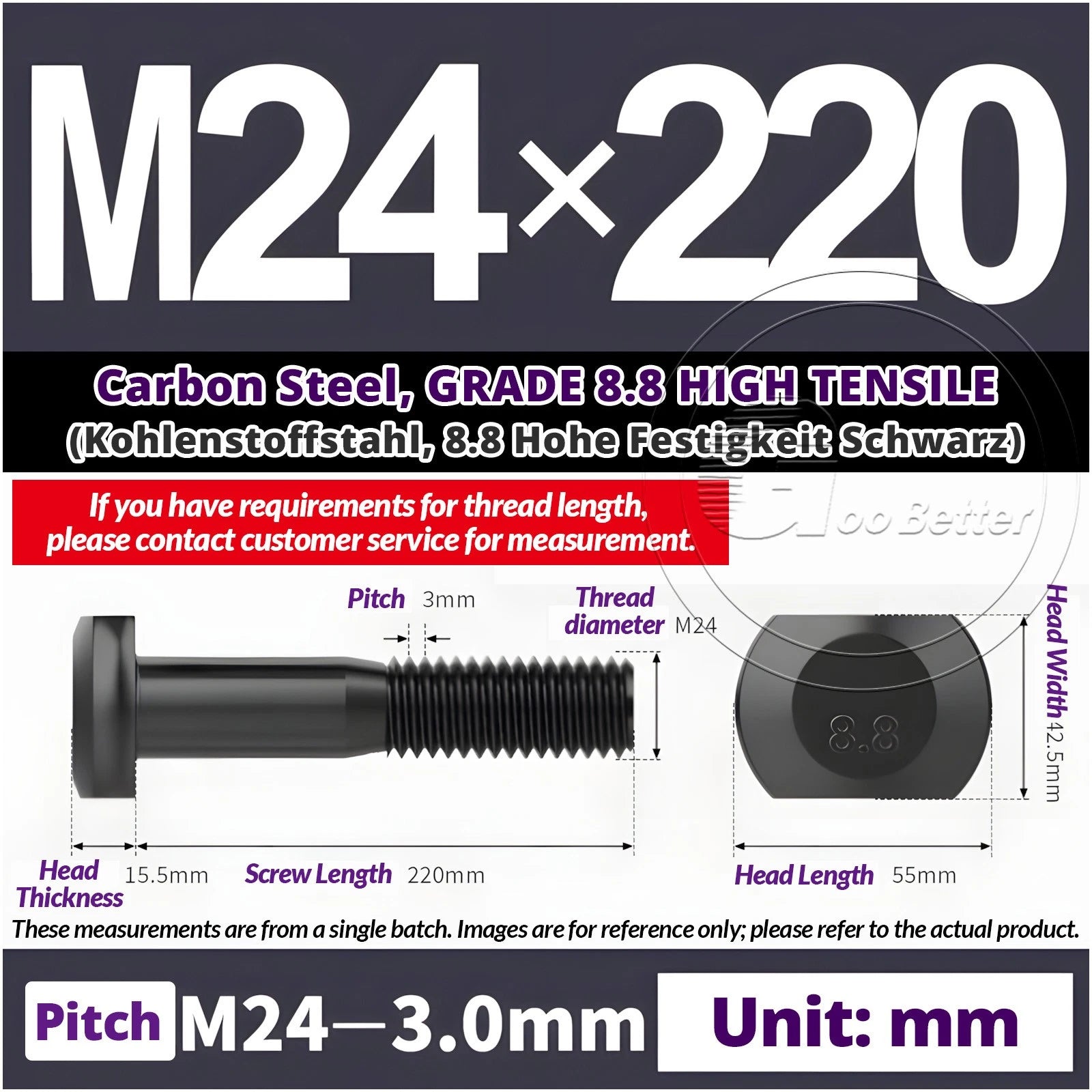 T-Slot Bolts M22 - M42 T Track Bolts 70mm to 500mm Long GRADE 8.8 HIGH TENSILE