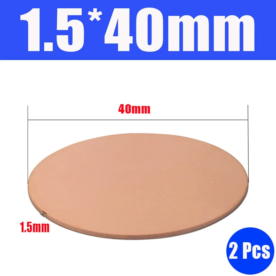 Thick 0.5-1.5mm Solid 99% Pure Copper Blanks Discs Ø 10-300mm Round Plate Metal