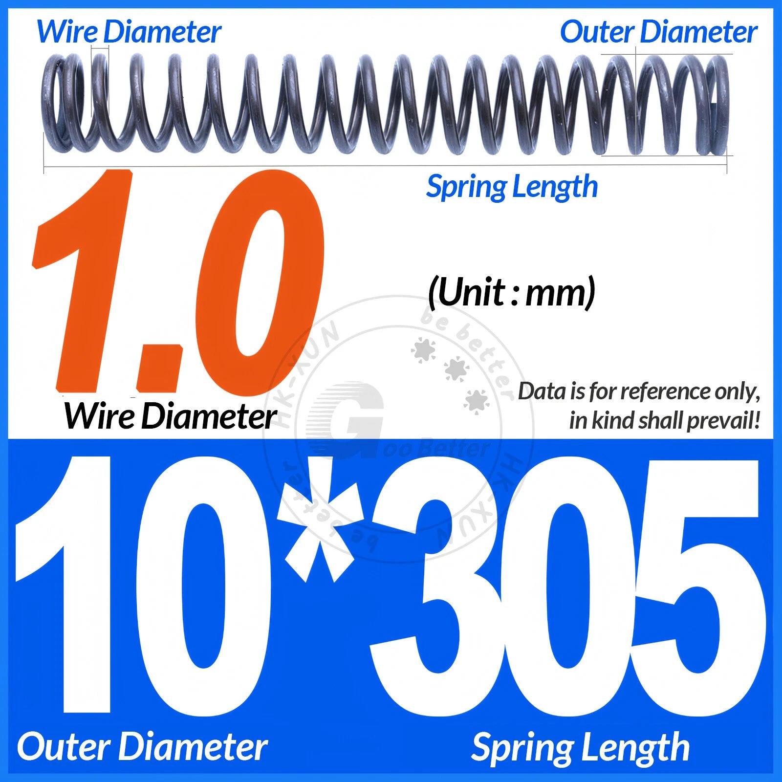 Length 305mm Compression Spring Pressure Springs OD 3-60mm Wire Dia 0.3mm-6.0mm
