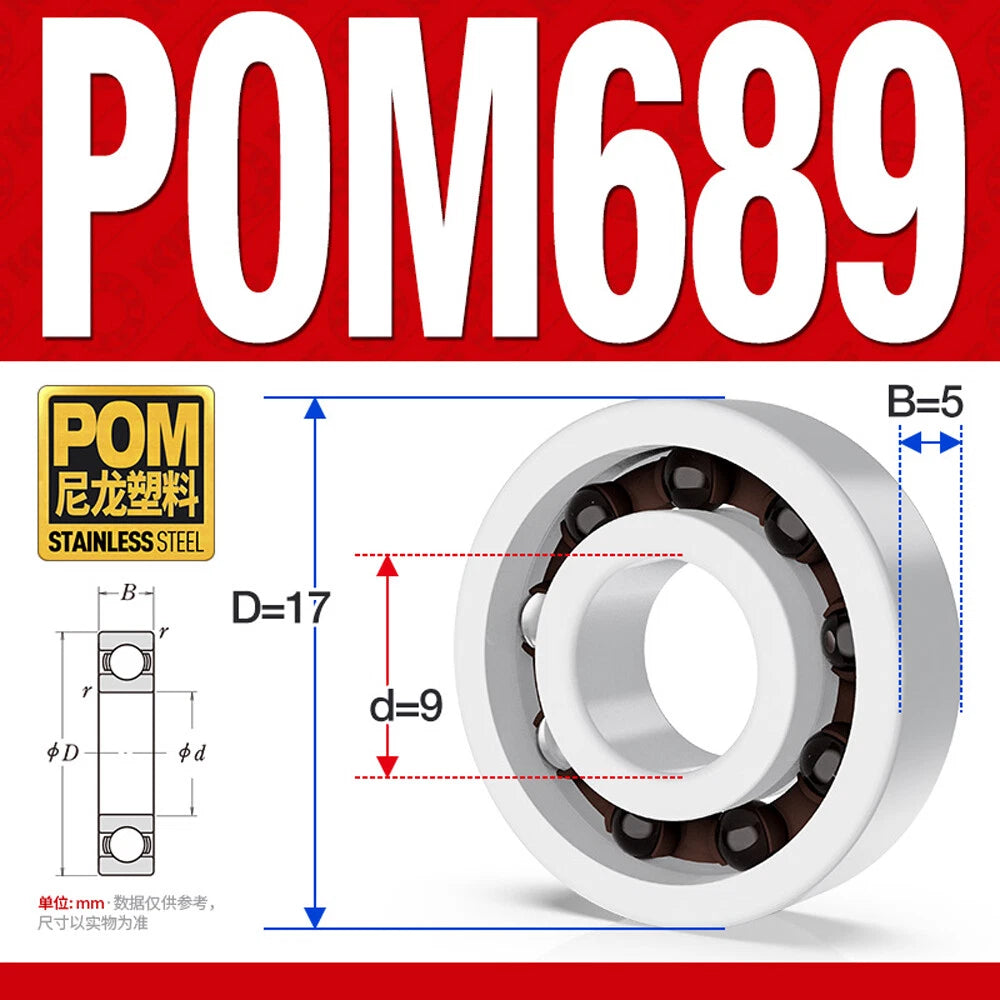 POM Plastic Bearing Glass Ball Miniature Deep Groove Ball Bearings Various Sizes