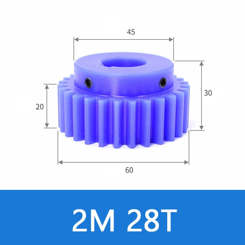 Blue Nylon Spur Gears 1/1.5/2/3Mod Transmission Gear 12-60T With Step Motor Gear
