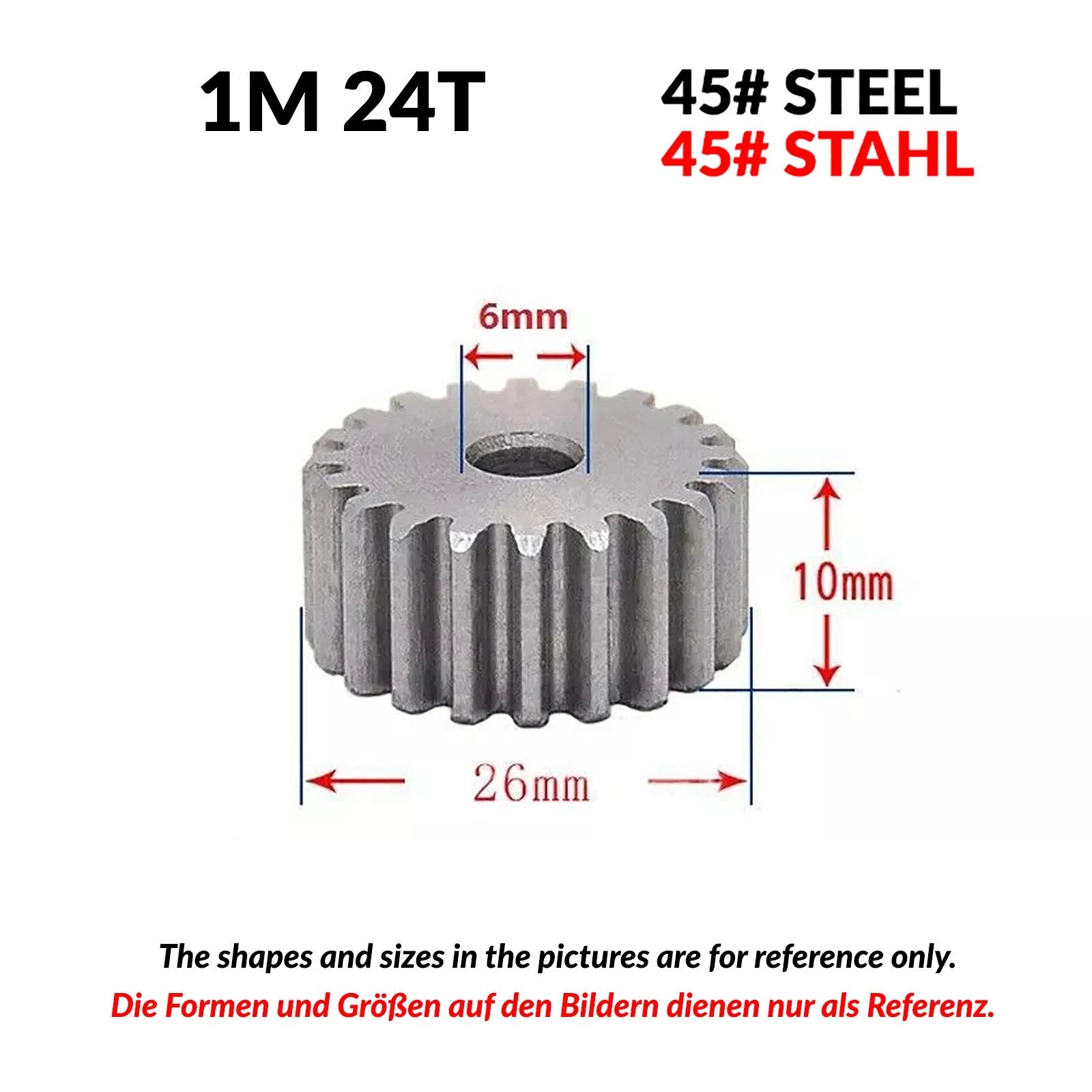1/1.5/2 Mod 12T-150T Spur Gear 45# Steel Pinion Gear Thickn10-20mm Transmission
