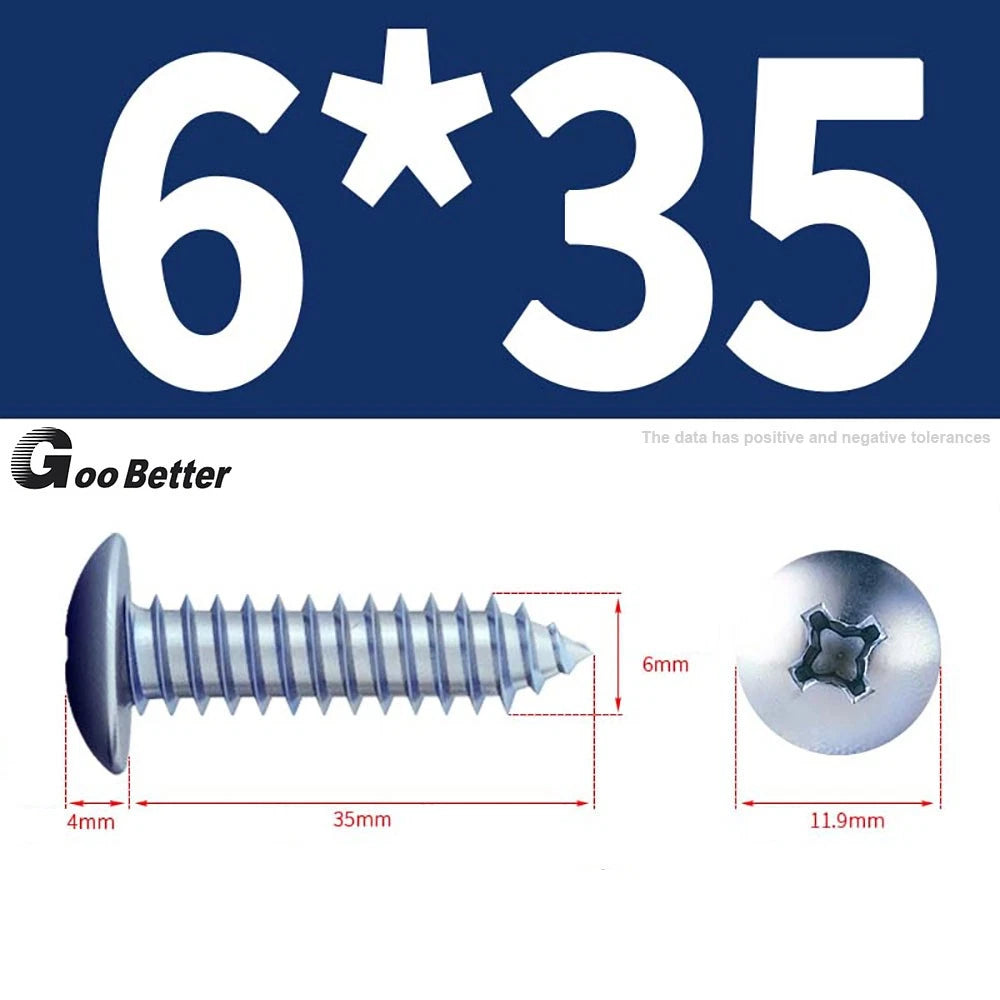 M3 M4 M5 M6 Pan Head Self Tapping Screws – Zinc Plated Carbon Steel
