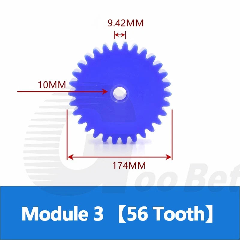 Module 3 Nylon Flat Gear Spur Gear Plastic 12-60 Tooth Pinion Motor Gear Blue