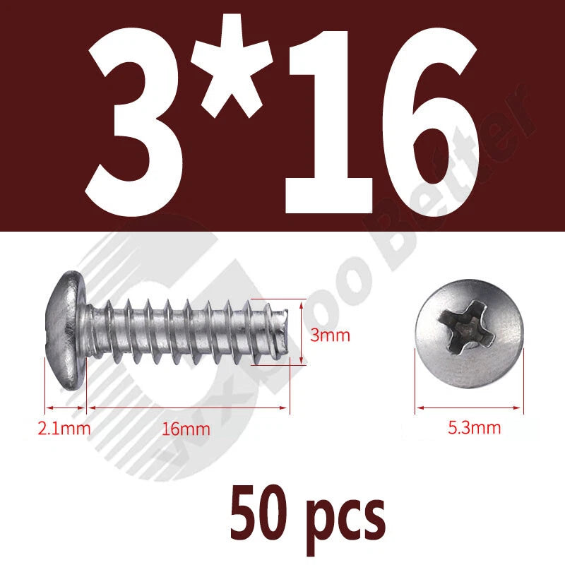 Pan Head Sheet Metal Screws Metric M1~M6 A2 Stainless Steel Sheet Metal Screws