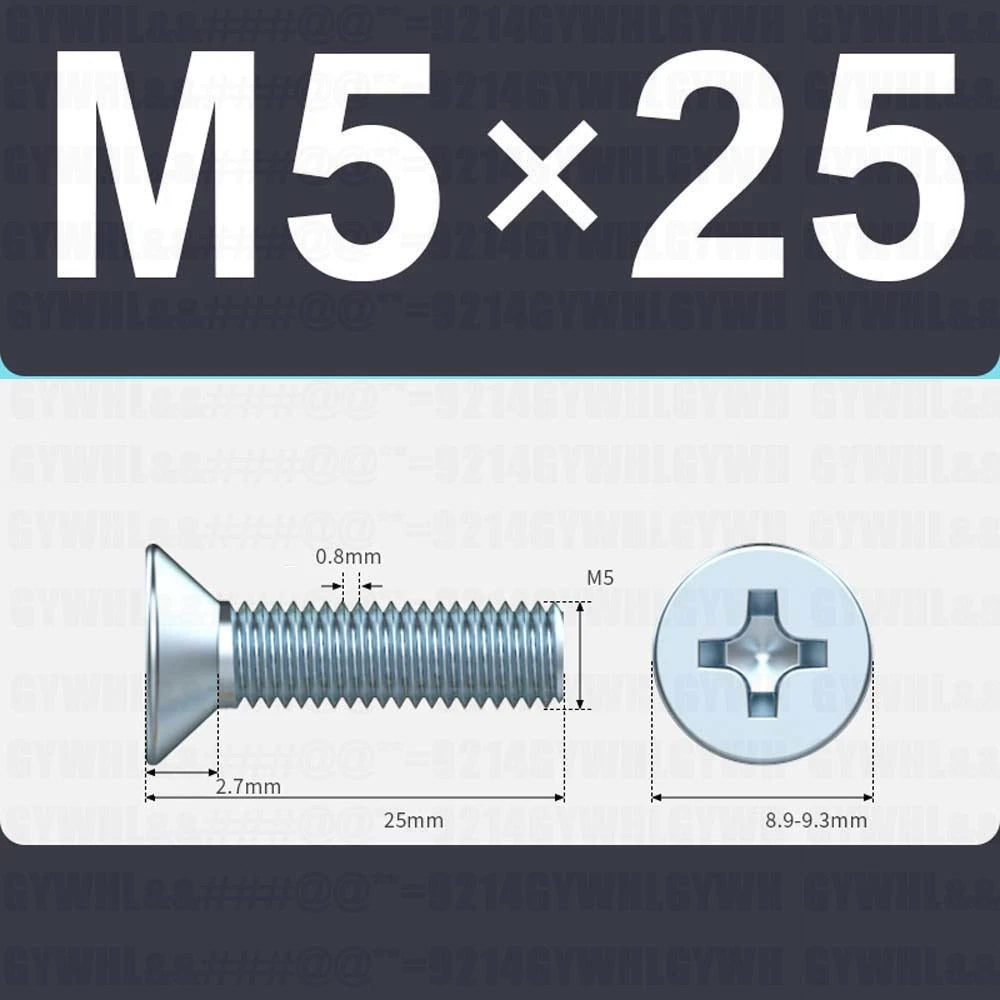 M3–M12 Zinc Plated Phillips Countersunk Machine Screws DIN 965 | Flat Head Bolts