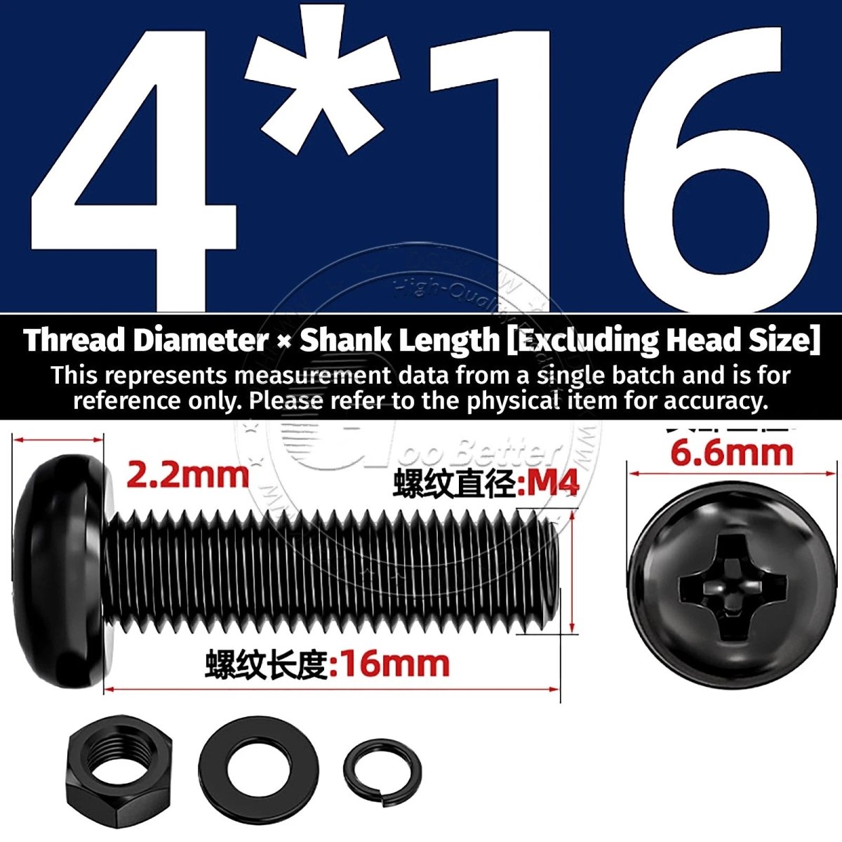 Black Phillips Pan Head Machine Screws with Washers — Metric M2 to M6 - HomeDIYer