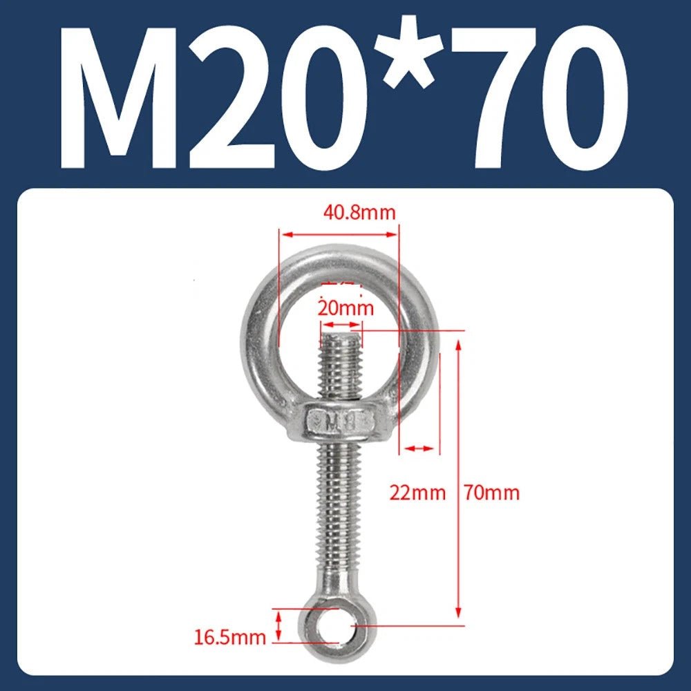 M14–M24 Lifting Eye Bolt & Eye Nut Set | 304 Stainless Steel | 50–200mm - HomeDIYer