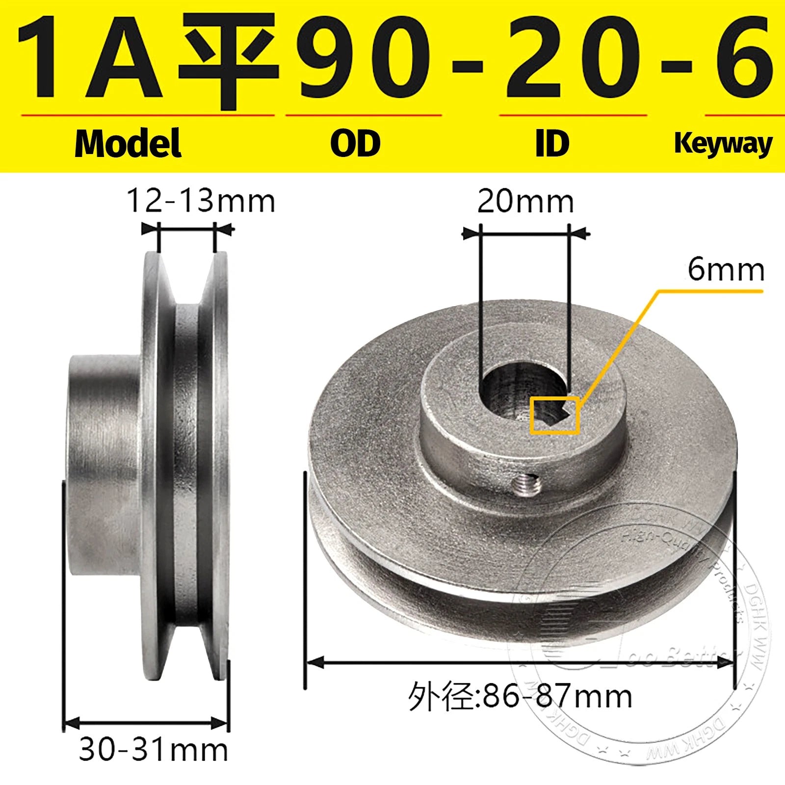 Cast Iron Drive Pulley Single Groove 1A Flat For A/V Belt Pulley OD 50mm-130mm