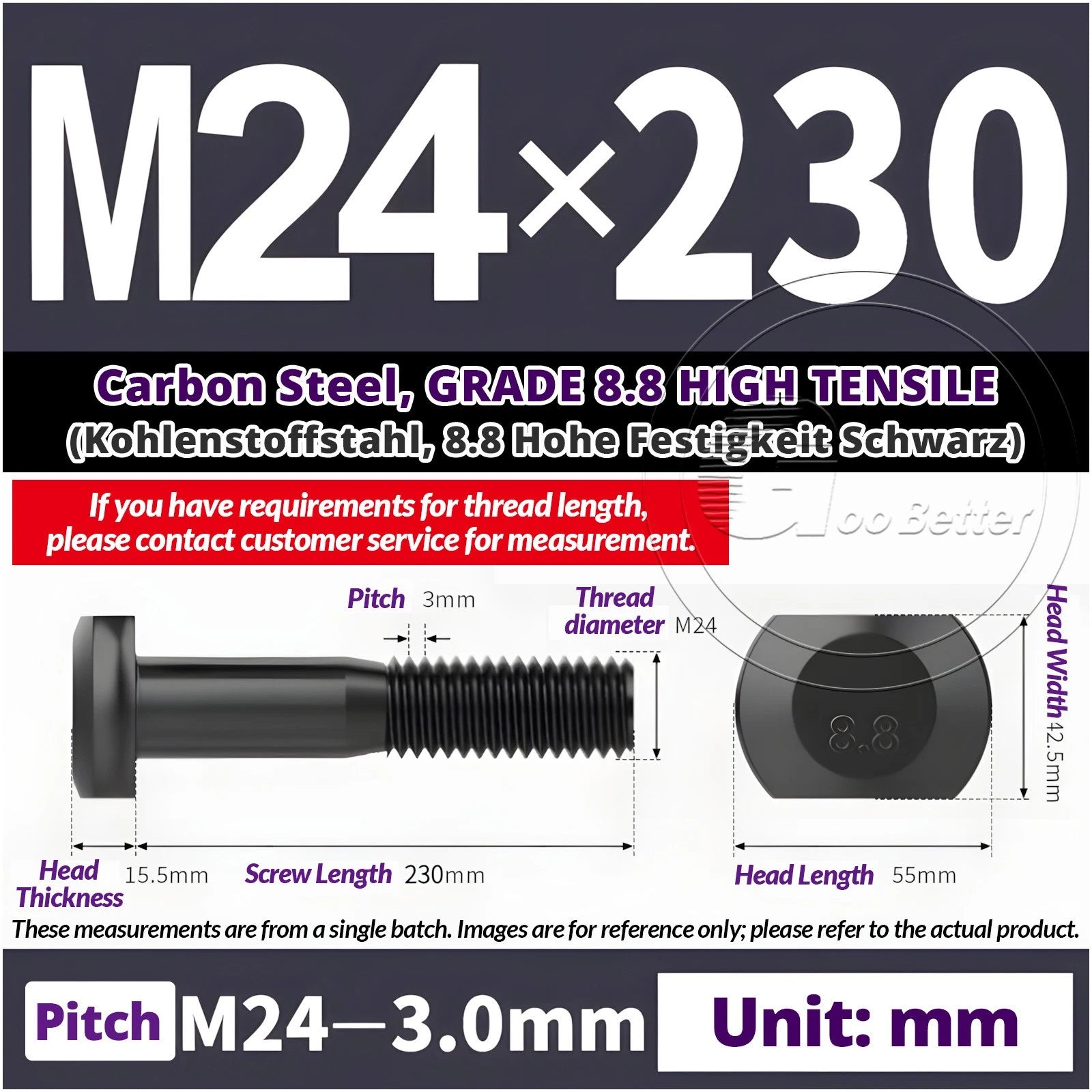 T-Slot Bolts M22 - M42 T Track Bolts 70mm to 500mm Long GRADE 8.8 HIGH TENSILE