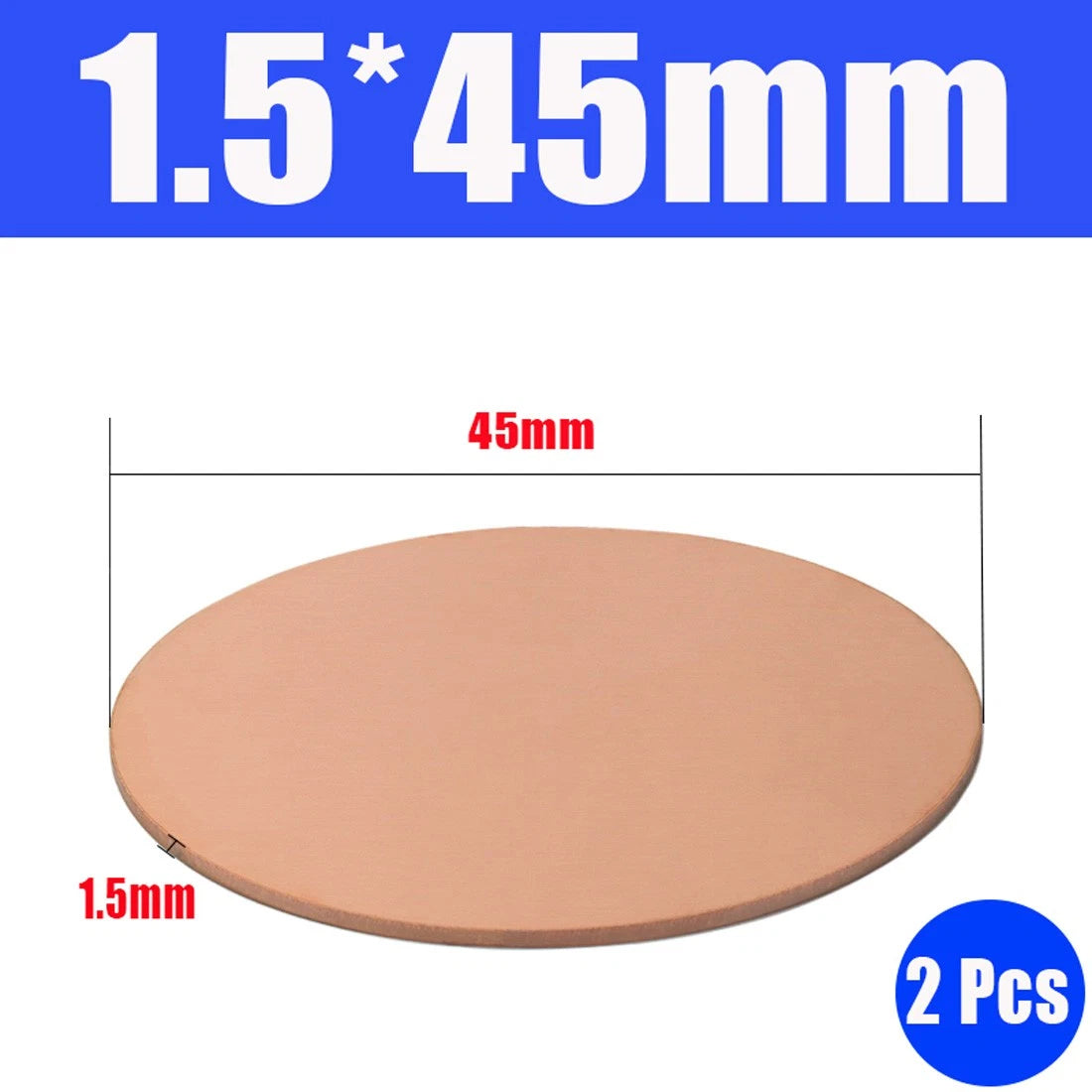 Thick 0.5-1.5mm Solid 99% Pure Copper Blanks Discs Ø 10-300mm Round Plate Metal