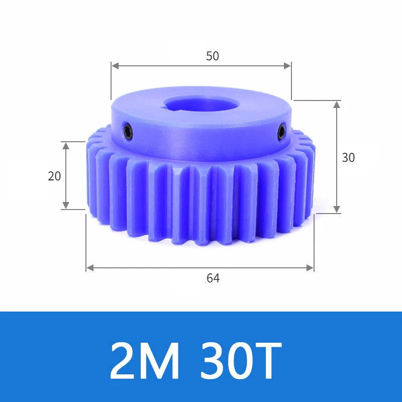 Blue Nylon Spur Gears 1/1.5/2/3Mod Transmission Gear 12-60T With Step Motor Gear