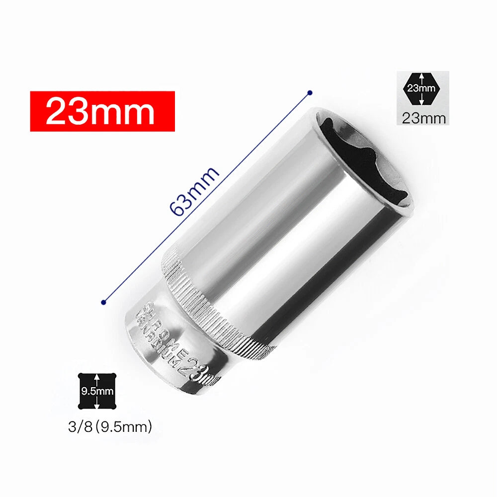 3/8" 6mm-24mm Hex Socket Drive Screwdriver Drill Set Ratchet Wrench Adapter Rod
