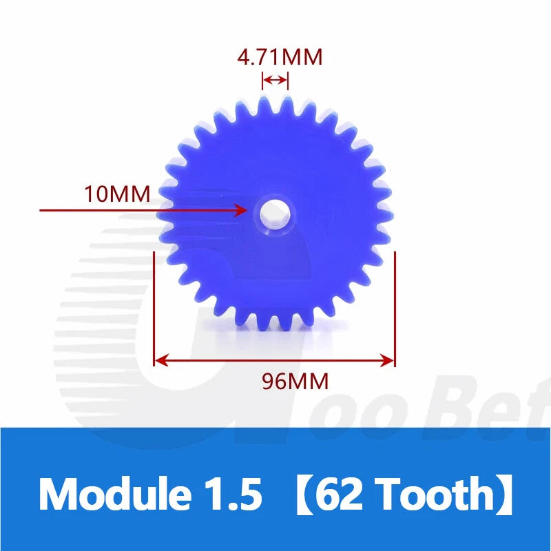 Nylon Spur Gear 12-100 Tooth Module 1.5 2 3 Pinion Motor Gear Flat Plastic Blue