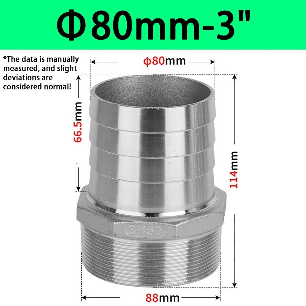Male NPT Hose Barb Adapter Fittings – 316L Stainless Steel