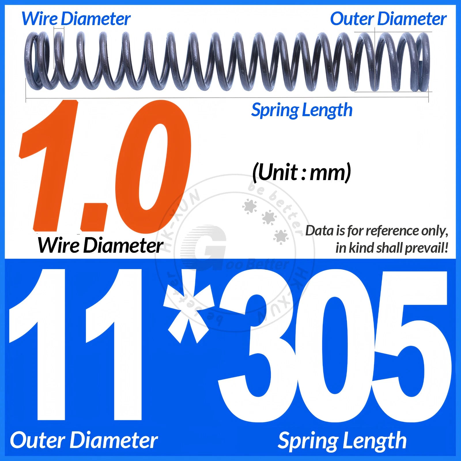 Length 305mm Compression Spring Pressure Springs OD 3-60mm Wire Dia 0.3mm-6.0mm