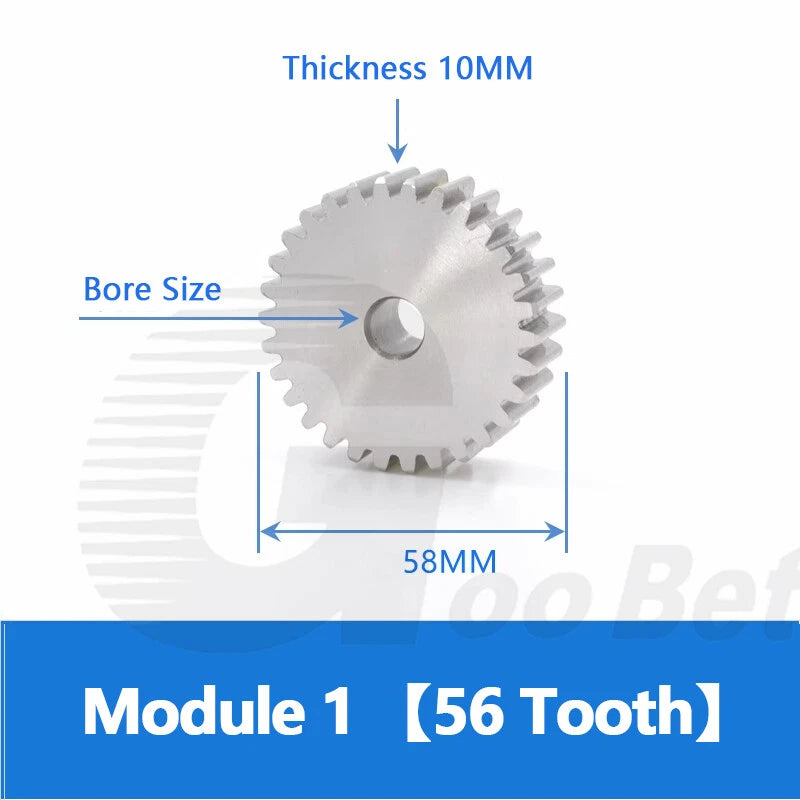 Spur Gear Stainless Steel Module 1 1.5 2 Motor Pinion 12 to 100 Tooth Flat Gear