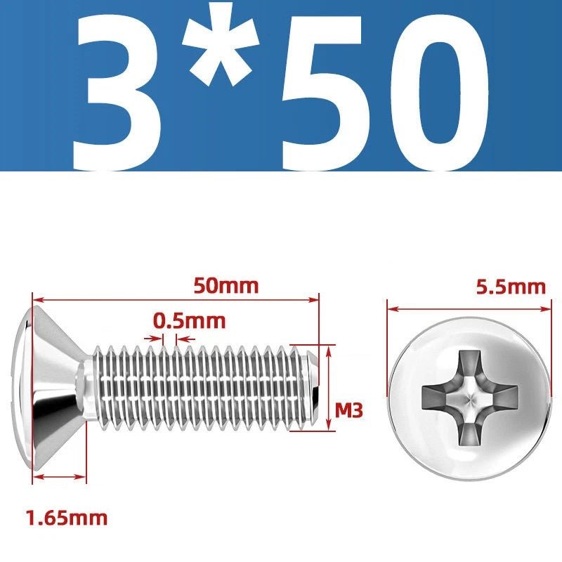 Phillips Oval Head Machine Screws Stainless Steel — M1.6 to M10, All Sizes - HomeDIYer