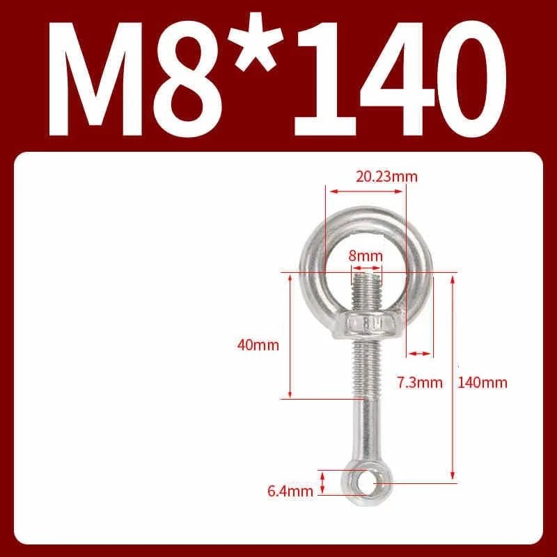 A2 Stainless Steel Eye Bolts with Nut — M5 M6 M8 M10 M12 Threaded Ring Screws - HomeDIYer