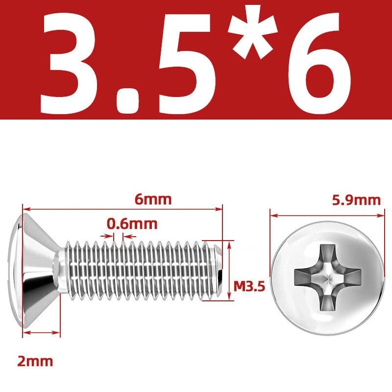 Phillips Oval Head Machine Screws Stainless Steel — M1.6 to M10, All Sizes - HomeDIYer