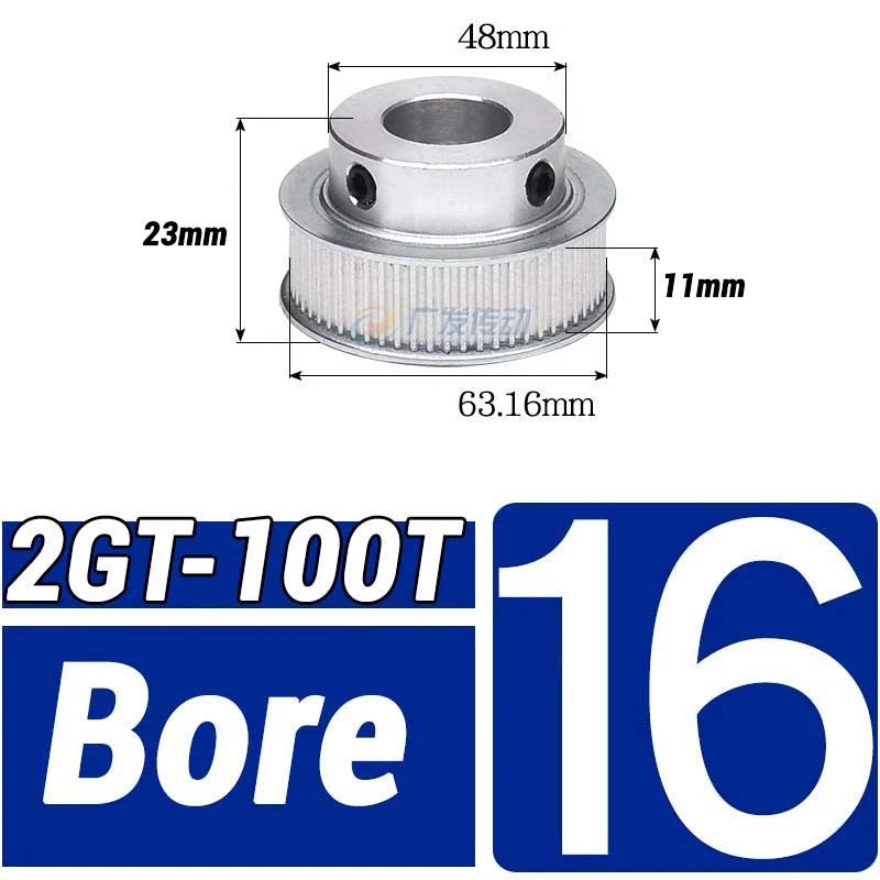 GT2 Timing Belt Pulley 16-100 Teeth 6-10mm Teeth Width Bore 3mm-25mm For 3D
