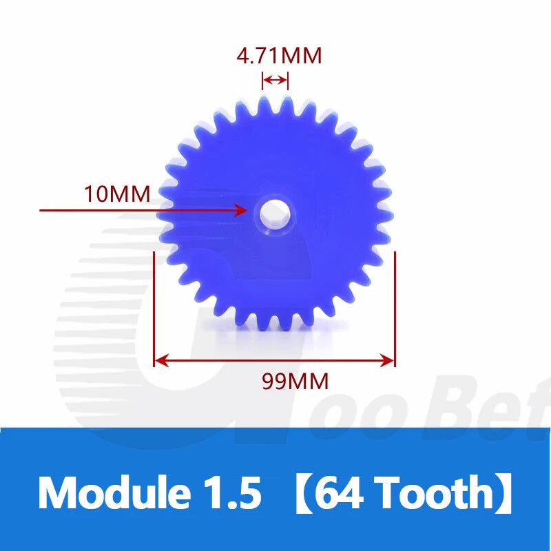 Nylon Spur Gear 12-100 Tooth Module 1.5 2 3 Pinion Motor Gear Flat Plastic Blue