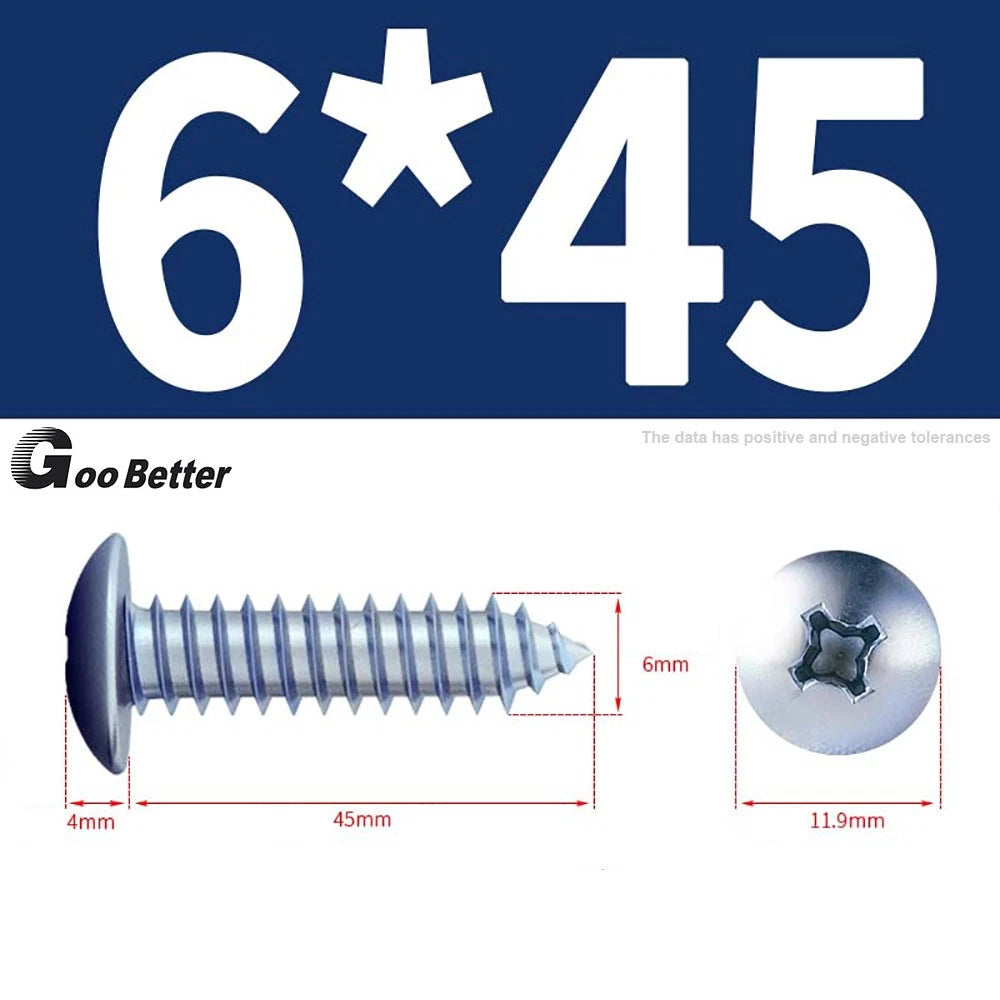 M3 M4 M5 M6 Pan Head Self Tapping Screws – Zinc Plated Carbon Steel