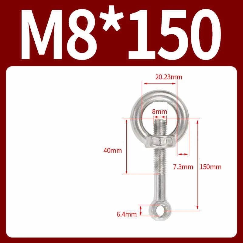 A2 Stainless Steel Eye Bolts with Nut — M5 M6 M8 M10 M12 Threaded Ring Screws - HomeDIYer