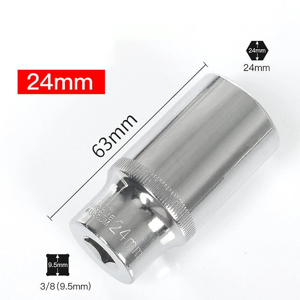 3/8" 6mm-24mm Hex Socket Drive Screwdriver Drill Set Ratchet Wrench Adapter Rod