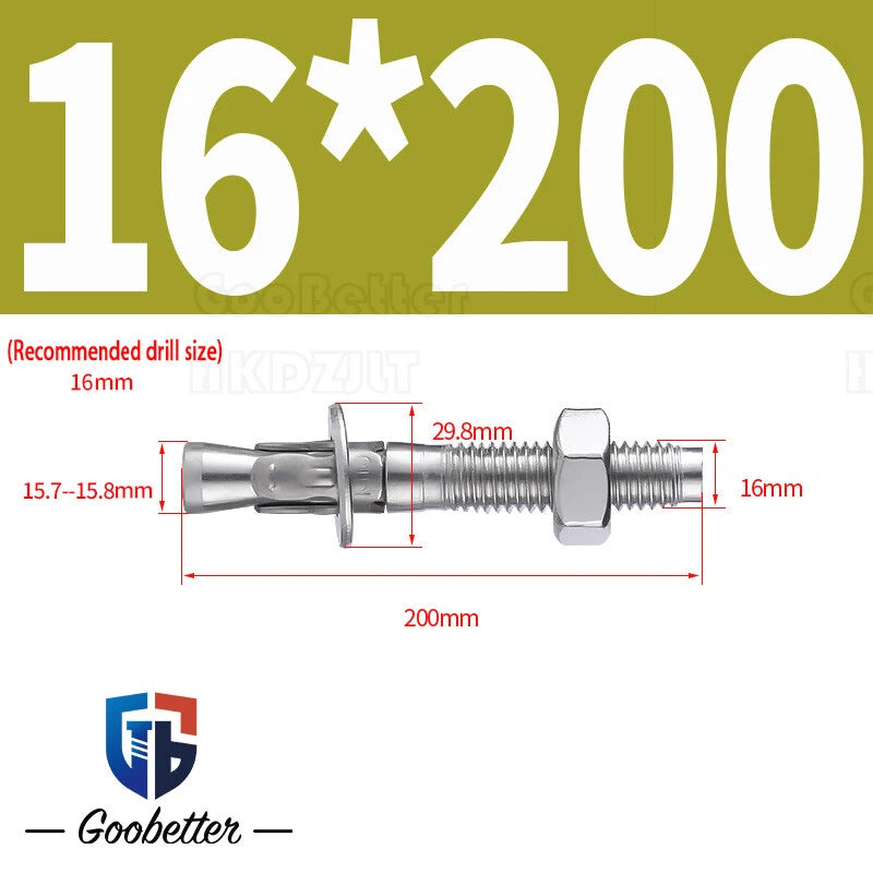 Stainless Steel Through Anchor Bolts — M6 M8 M10 M12 M16 Expansion Bolt