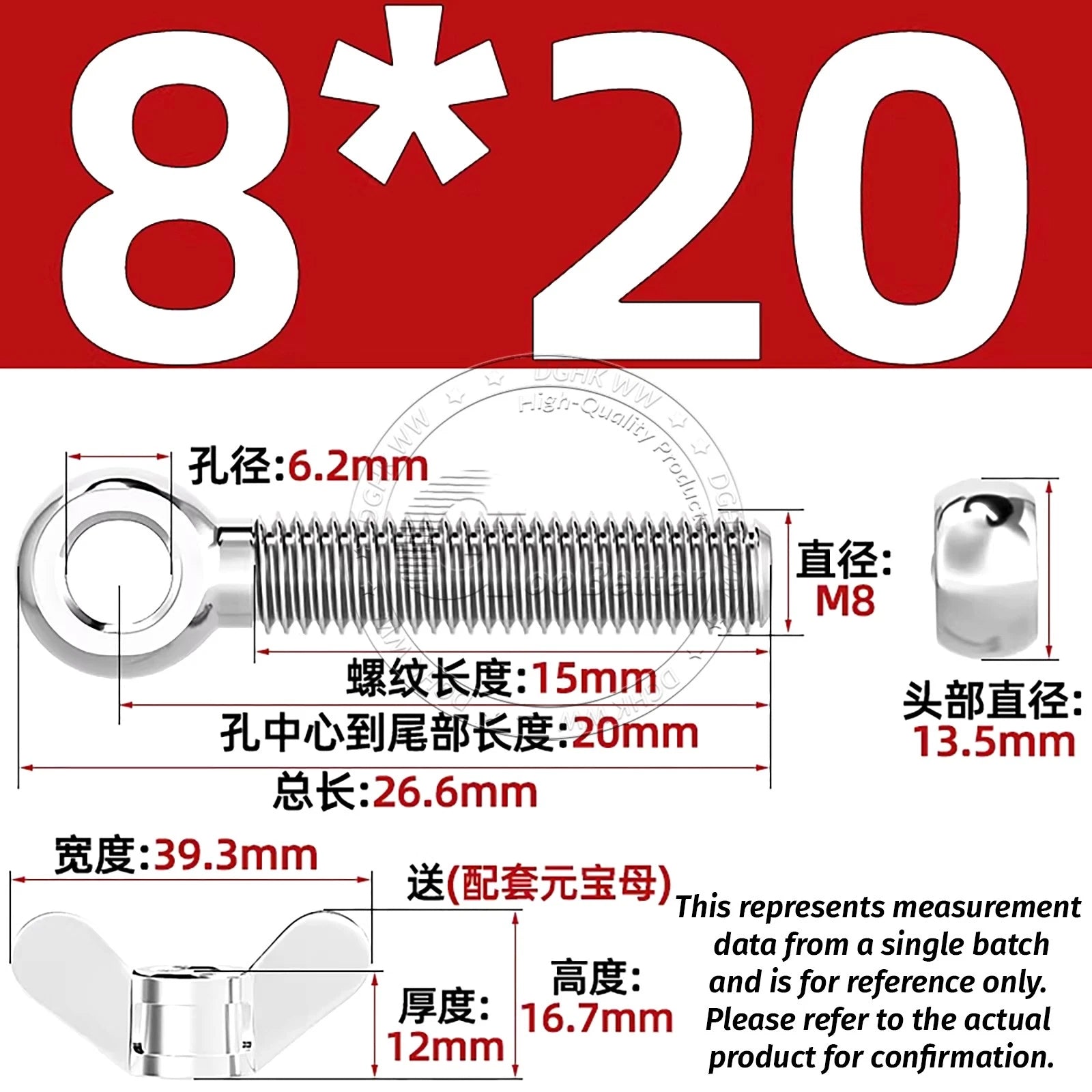 Eye Bolts with Nut — Forged Stainless Steel Threaded Ring Hanging Screws