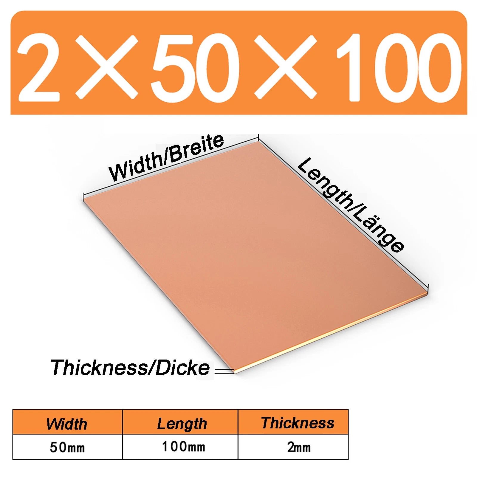 Natural Copper Sheet Metal guillotine cut - 0.3mm - 6.0mm - Multiple