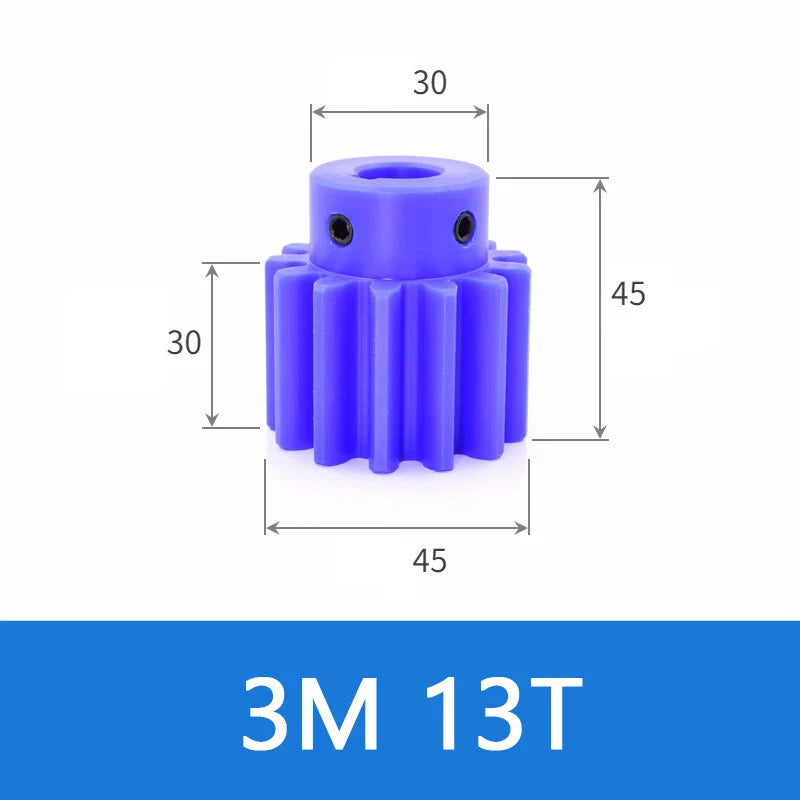 Blue Nylon Spur Gears 1/1.5/2/3Mod Transmission Gear 12-60T With Step Motor Gear