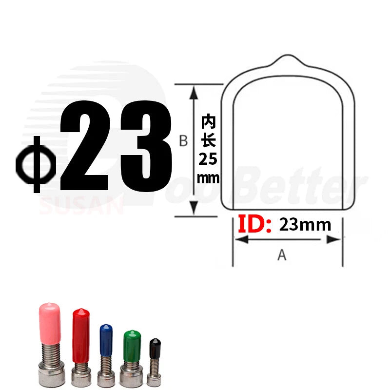 PVC End Caps for Screws, Bolts & Rods – Thread Protector Covers, 1.3–90mm, Black