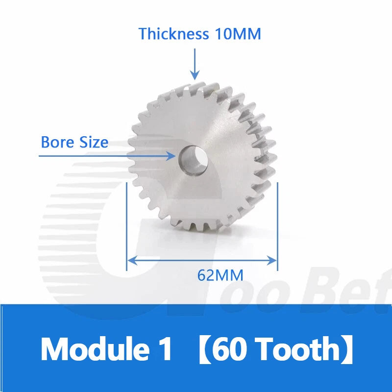 Spur Gear Stainless Steel Module 1 1.5 2 Motor Pinion 12 to 100 Tooth Flat Gear
