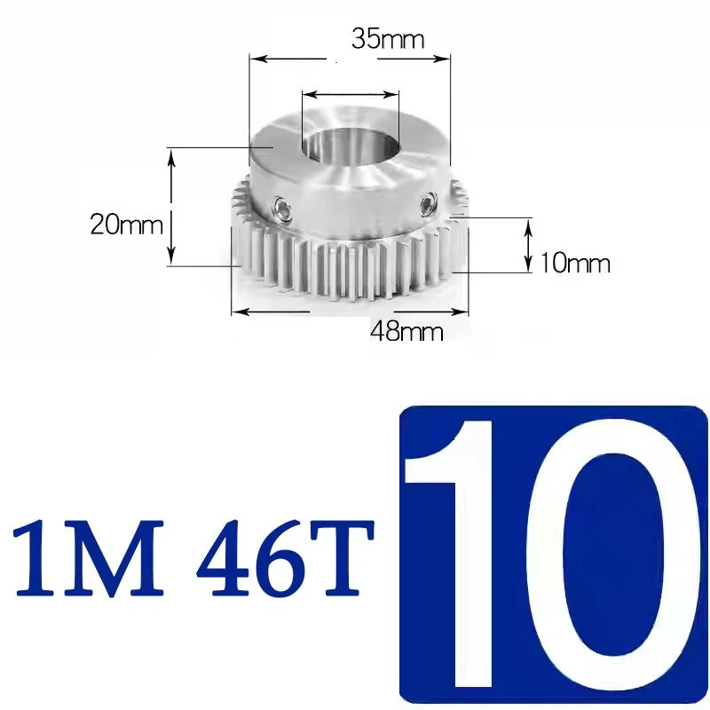 Spur Gears 1M Transmission Gear With Step Stainless Steel Motor Gear 32~50 Teeth