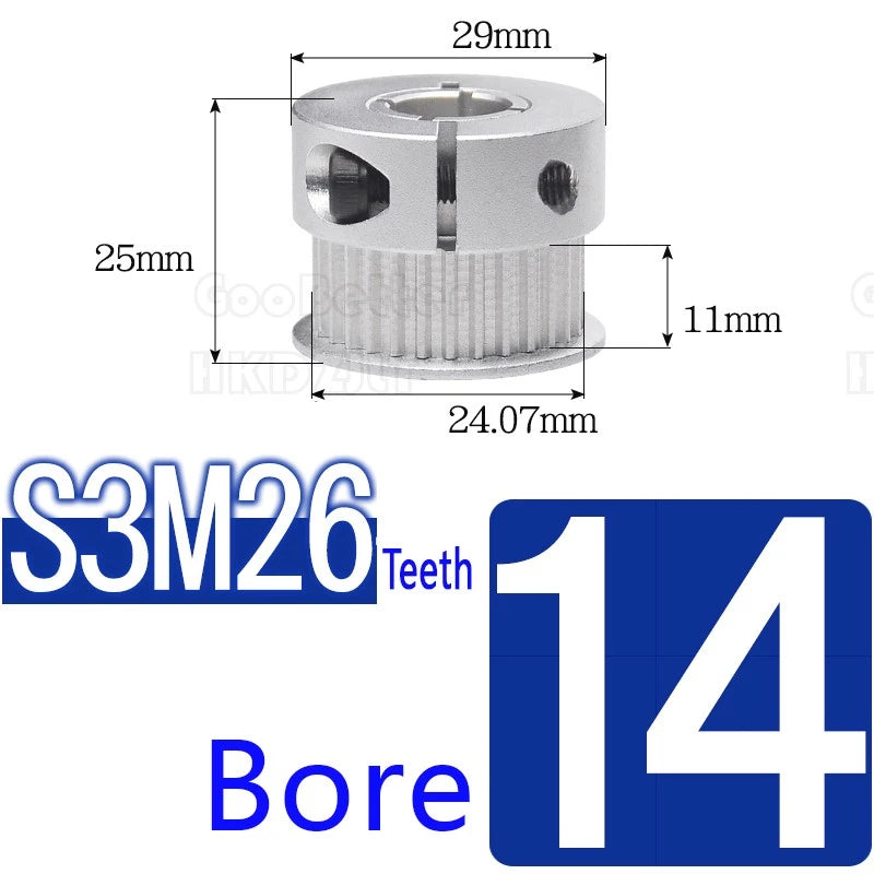 S3M Timing Pulley Belt Synchronous Wheel Gear 3D Printer Bore 5-15mm 20-28 Teeth