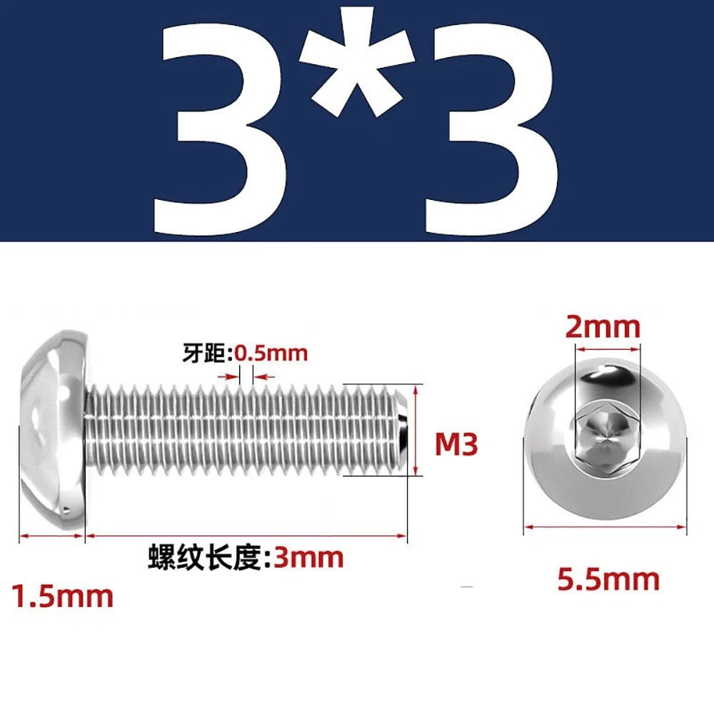 M1.6–M5 A2 Stainless Steel Button Head Socket Cap Screws – Round Pan Head, Hex Drive, Fully Threaded