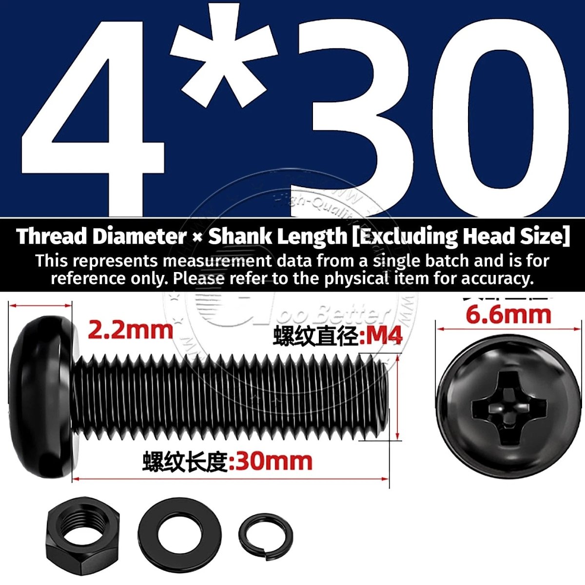 Black Phillips Pan Head Machine Screws with Washers — Metric M2 to M6 - HomeDIYer