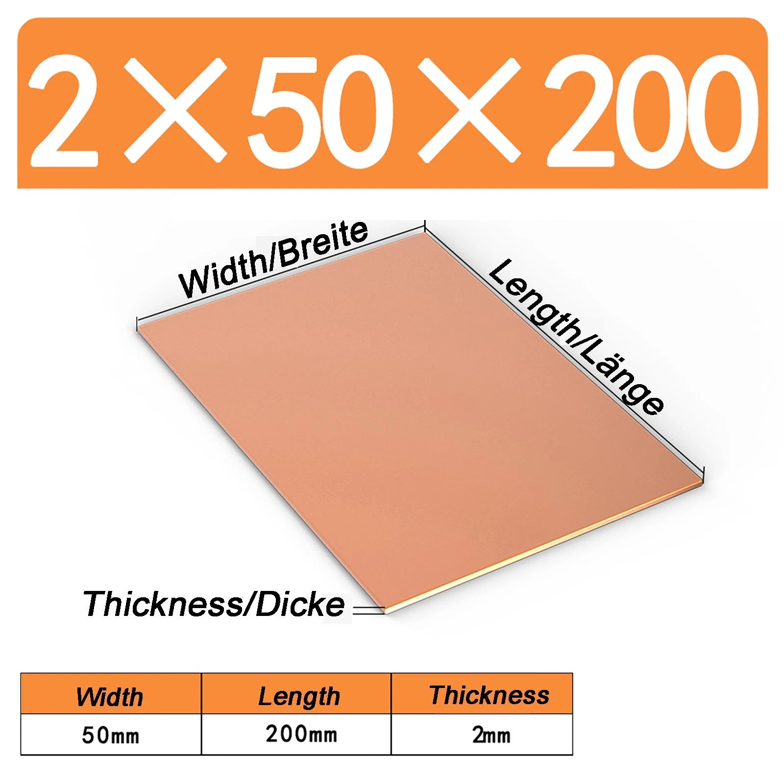 Natural Copper Sheet Metal guillotine cut - 0.3mm - 6.0mm - Multiple