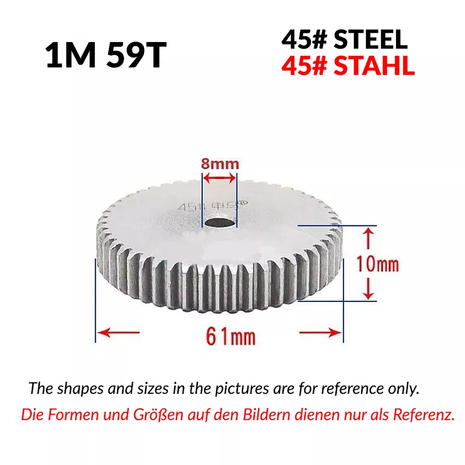 1/1.5/2 Mod 12T-150T Spur Gear 45# Steel Pinion Gear Thickn10-20mm Transmission
