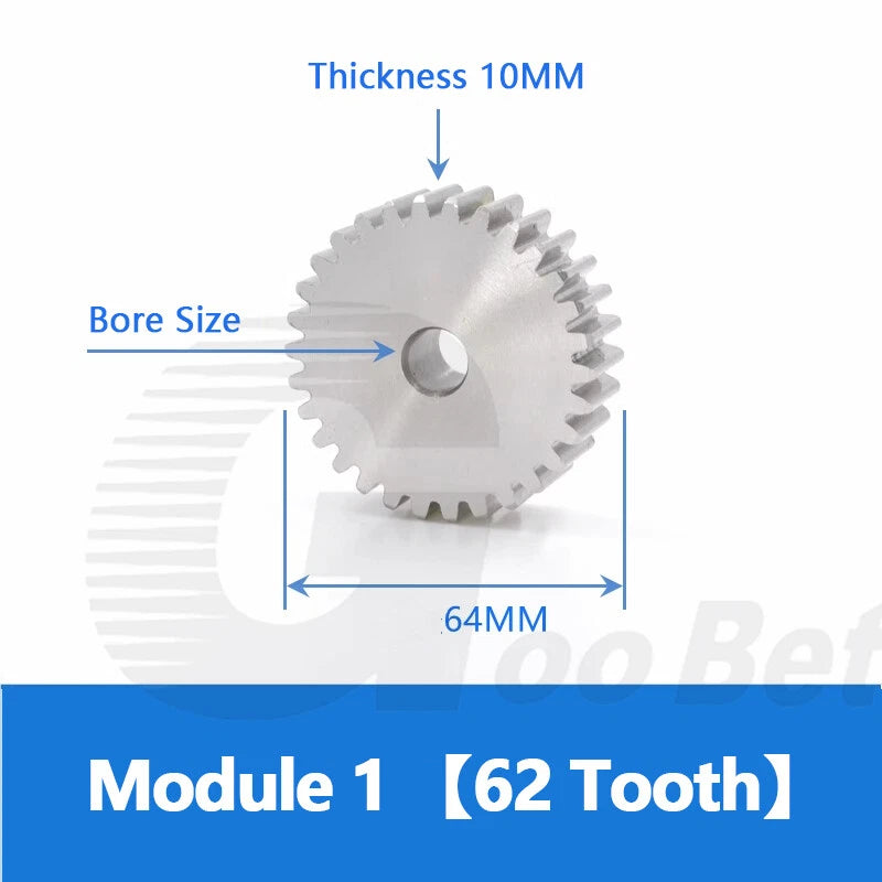 Spur Gear Stainless Steel Module 1 1.5 2 Motor Pinion 12 to 100 Tooth Flat Gear
