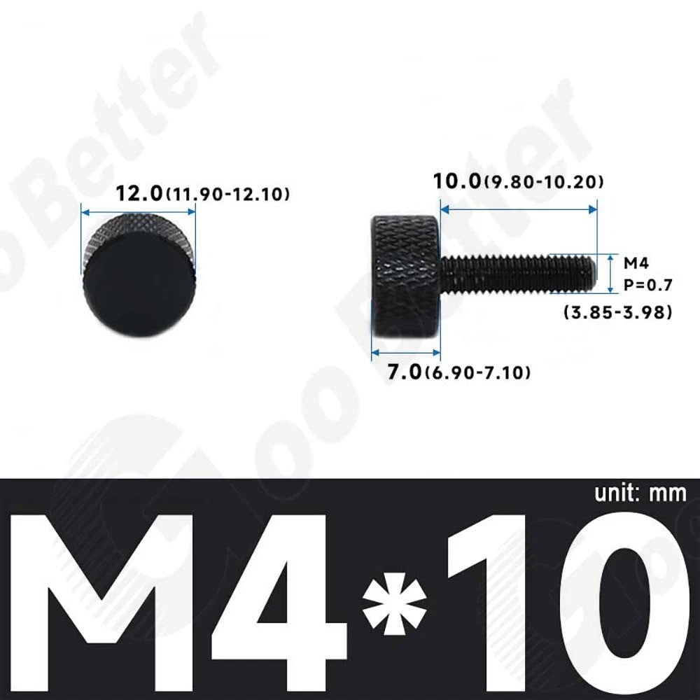M3 M4 Knurled Thumb Screws – Aluminum Alloy Flat Head Hand Knob Bolts