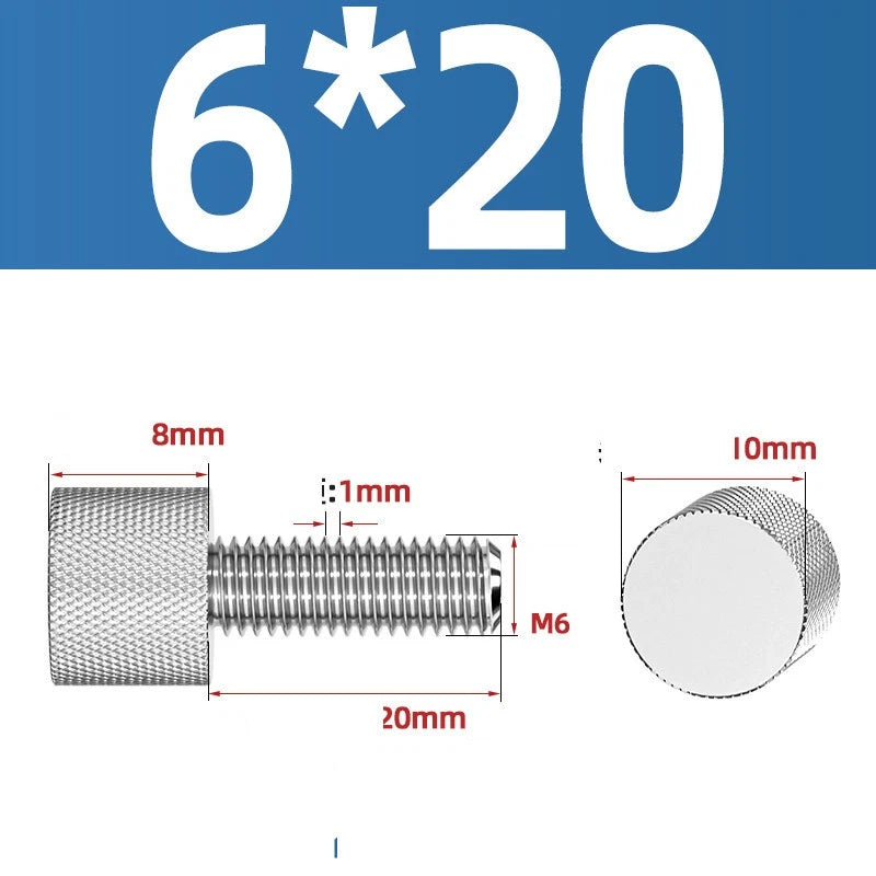 Knurled Thumb Screws A2 Stainless Steel — Flat Head Thumbscrew Bolts M2 M2.5 M3 M4 M5 M6 M8