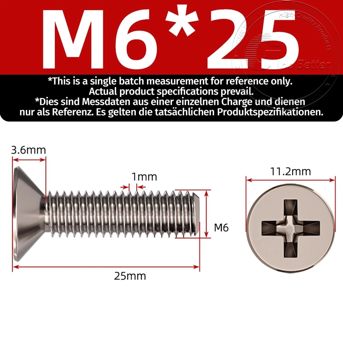 Titanium Phillips Flat Head Machine Screws — GR2 Countersunk, M2 to M8 - HomeDIYer
