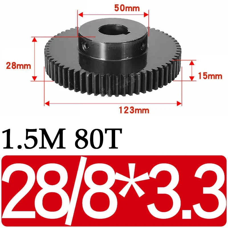 Spur Gears 1.5 Mod Transmission Gear With Step 45#Steel Pinion Motor Gear 30/80T