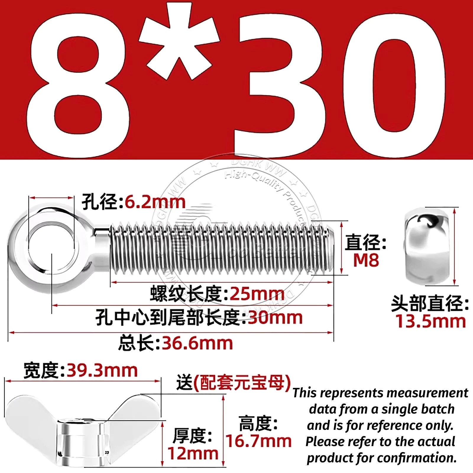 Eye Bolts with Nut — Forged Stainless Steel Threaded Ring Hanging Screws