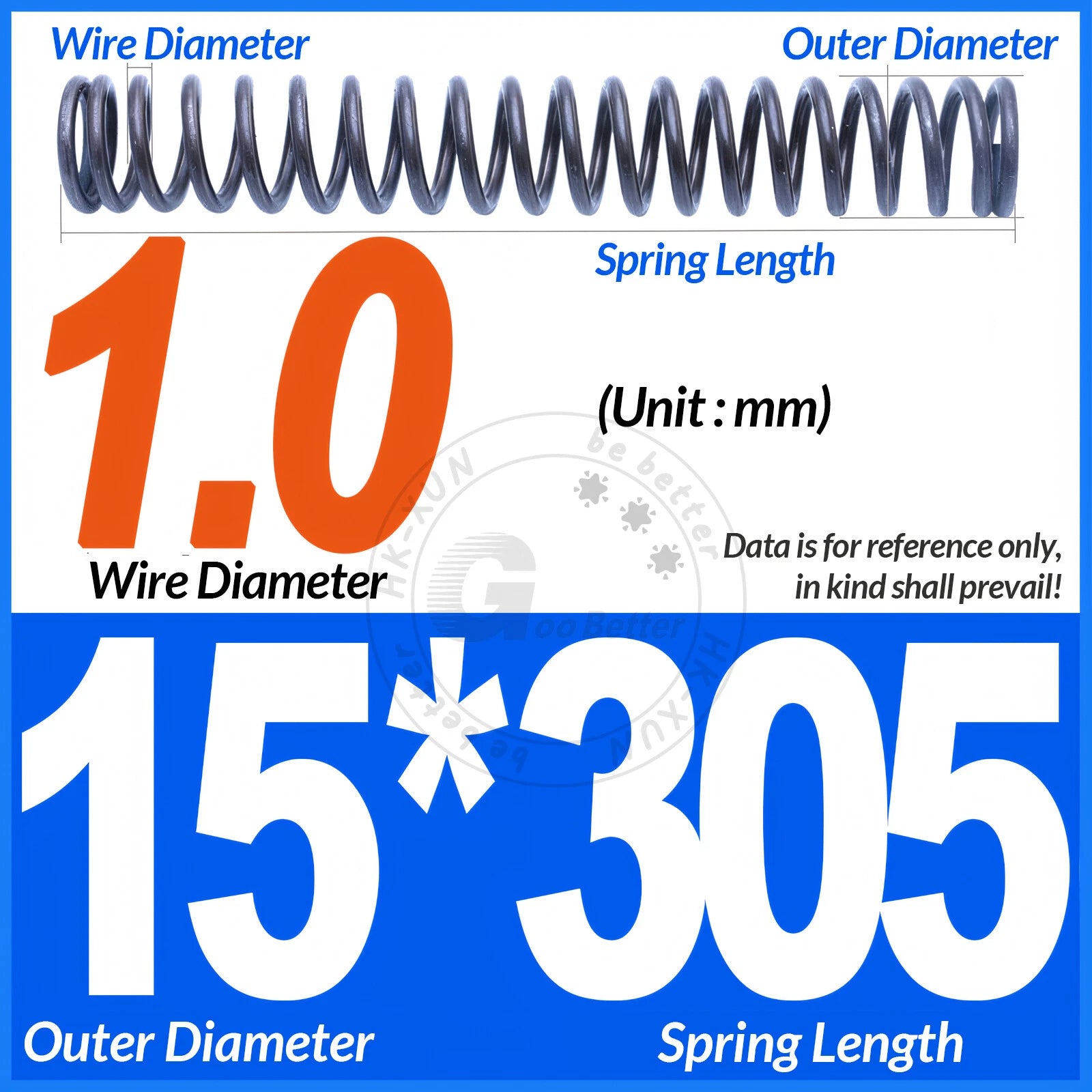 Length 305mm Compression Spring Pressure Springs OD 3-60mm Wire Dia 0.3mm-6.0mm