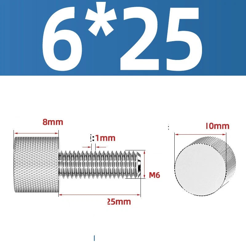 Knurled Thumb Screws A2 Stainless Steel — Flat Head Thumbscrew Bolts M2 M2.5 M3 M4 M5 M6 M8