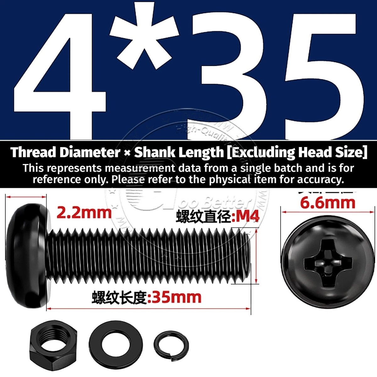 Black Phillips Pan Head Machine Screws with Washers — Metric M2 to M6 - HomeDIYer